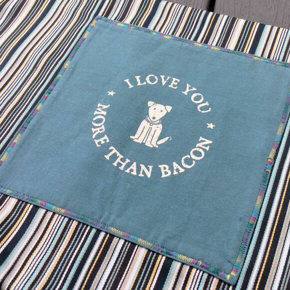 I Love You More Than Bacon 16 x 26 Bolster Dog Lover Striped NEW Throw Pillow - Picture 6 of 11